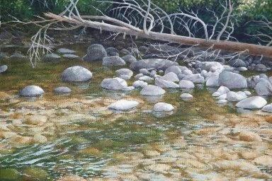 "Babbling Brook" original oil painting of a mountain stream